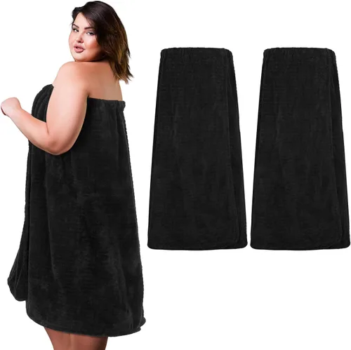 Miniatura 8 de Tigeen 2 toallas para mujer, bata de spa ligera a rayas con cierre ajustable, parte superior elástica, bata de baño suave para spa