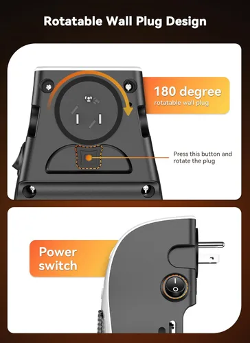 Miniatura 9 de Calentador de enchufe de 450 W para uso en interiores, calentador eléctrico de pared con control remoto, temporizador de 12 horas y pantalla LED
