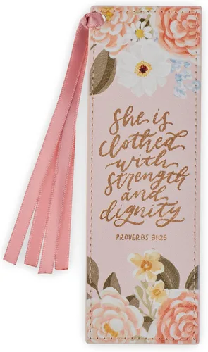 Miniatura 8 de Christian Art Gifts - Marcapáginas premium de piel sintética vegana con escritura bíblica para mujeres: Cuando ella habla - Proverbios 31:26, Marrón