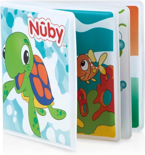 Nuby Libro de Baño Divertido con Páginas Impermeables y Chirriador Sorpresa, Educación Temprana, 0 M+ (Las Impresiones Pueden Variar)