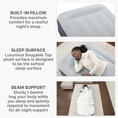 Miniatura 5 de SleepLux Colchón de aire tamaño individual súper suave y cómodo, protector resistente extra duradero con almohada integrada elevada de 15 pulgadas