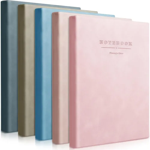 Miniatura 7 de SATINIOR - Paquete de 5 cuadernos A4 grandes, diario de 360 páginas, tapa dura de cuero suave, cuadernos con papel grueso rayado para escribir, Gris