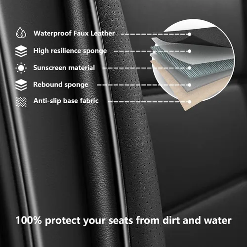 Miniatura 6 de Juego completo de fundas de asiento de automóvil para GMC Sierra 1500/2500/3500 Denali SLT AT4 AT4X Base Fundas de asientos 2008-2025, Protectores