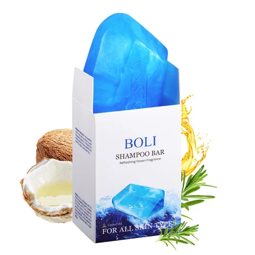 BOLI Barra de champú de aceite de ricino, barra de jabón hidratante e hidratante para el cuidado del cabello para mujeres y hombres, champú sólido