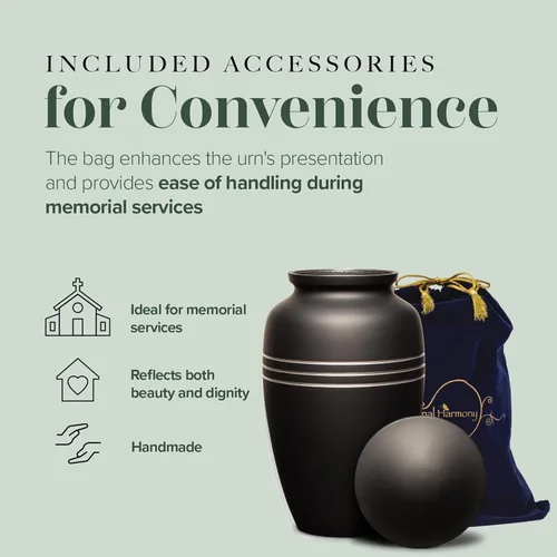 Miniatura 7 de Eternal Harmony Urna grande para cenizas, jarrón de cremación masculino y femenino para cenizas humanas, sello seguro y bolsa de terciopelo, jarrón