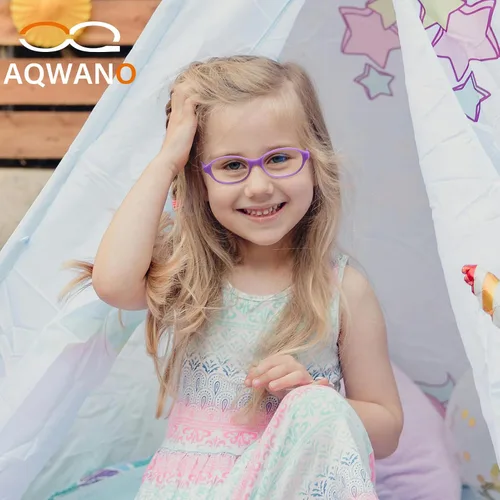 Miniatura 5 de AQWANO Children Optical Glasses Frame tr90 Flexible Bendable One-piece Safe Eyeglasses Girls Boy