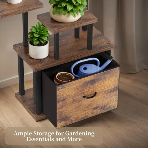 Miniatura 5 de Soporte para plantas de interior con luces de crecimiento, estante para plantas de 11 niveles con cajón, soportes de esquina de 65 pulgadas