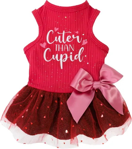 Fitwarm Cuter Than Cupid - Vestido de tul para perro, linda ropa para chicas, ropa divertida para mascotas, rojo borgoña, talla S