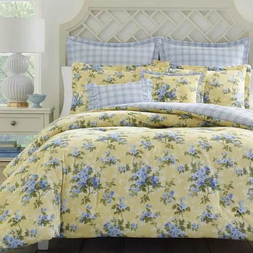 Miniatura 19 de Laura Ashley - Juego de edredón tamaño King, juego de ropa de cama reversible de algodón, incluye fundas a juego con fundas europeas y fundas
