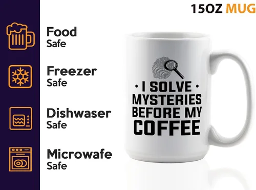 Miniatura 4 de Taza de café detective de 15 onzas, color blanco, I solve mysteries, oficial de policía, policía, patrulla, detective, policía, policía, policía
