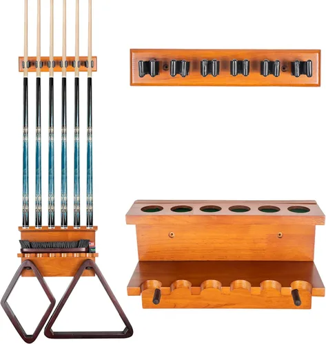 Miniatura 5 de Billmart Soporte de pared para palos de billar - Soporte para tacos de billar para 6 palitos de almacenamiento de accesorios de mesa de billar