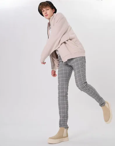 Miniatura 8 de Plaid&Plain Pantalones a cuadros para hombre, pantalones de vestir ajustados para hombre, pantalones chinos ajustados para hombre