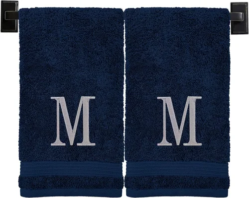 Miniatura 55 de Toallas de mano con monograma para baño Juego de 2 Toallas turcas genuinas Elige toalla e hilo A - Z Toallas con monograma con fuente