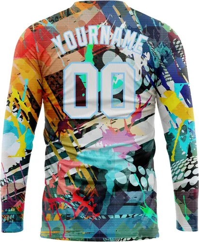 Miniatura 36 de Camisetas de manga larga para hombre, diseño de hip hop, estampado gráfico, informal, manga larga, graffiti, teñido anudado, camiseta