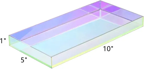 Miniatura 3 de ROYALITA Bandeja de acrílico iridiscente de 10 x 5 pulgadas – Pequeñas bandejas acrílicas para perfumes, bandeja decorativa para encimera de baño