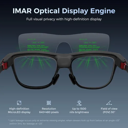 Miniatura 7 de Lentes inteligentes AR con pantalla de visualización, cámara HD integrada y control de anillo, lentes de teleprompter de privacidad AI HUD