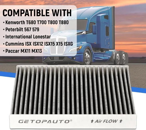 Miniatura 2 de GETOPAUTO Filtro de aire de cabina PA30093 con carbón activado compatible con Kenworth T-680 T-880 Peterbilt 567 579 Reemplazar X1987001 PA30093