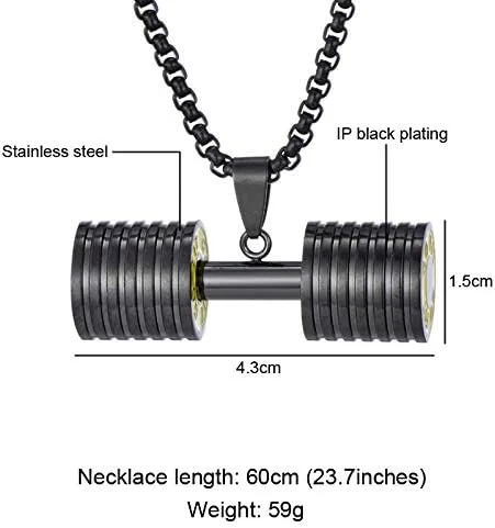 Miniatura 7 de Collar con colgante de barra para hombre, gimnasio, fitness, gimnasio, cadena con colgante para hombres y niños, incluye cadenas de 23.7 pulgadas