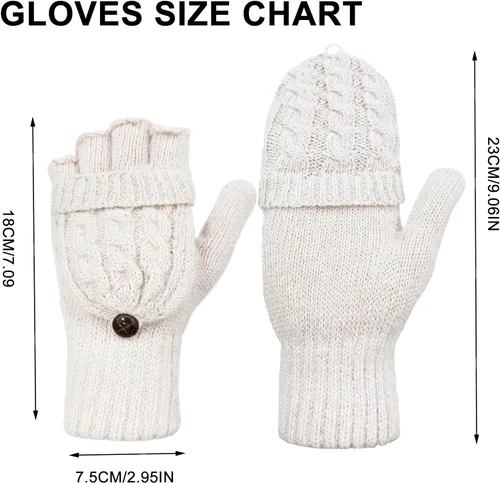 Miniatura 112 de Beurlike Guantes de invierno para mujer, de lana cálida, a prueba de viento, convertibles, sin dedos