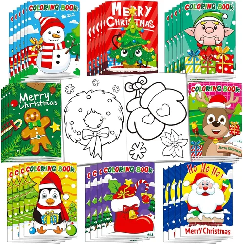 Omgouue 32 libros de Navidad para colorear para niños, libro de colorear de Navidad para niños de todas las edades, actividades en interiores en
