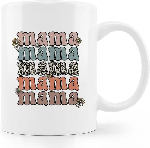 Taza de café para mamá, regalos para mamá, regalos de Navidad para nueva mamá, regalos de cumpleaños para mamá, taza de café retro Groovy con flores