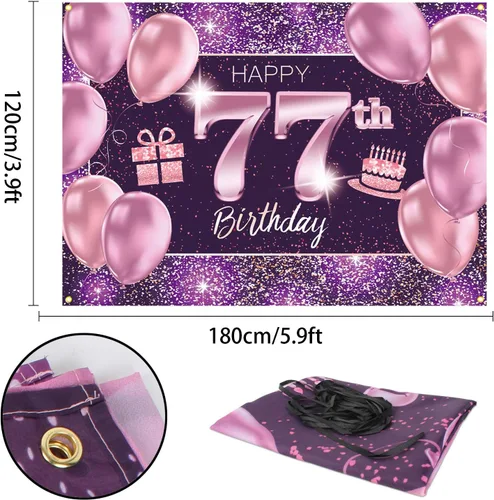 Miniatura 2 de pancarta grande rosa con texto en inglés “Happy Birthday