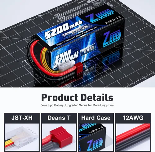 Miniatura 3 de Zeee 4S Lipo Battery 5200mAh 14.8V 50C Hard Case RC Battery T Plug Compatible con RC Car RC Buggy Truggy Crawler Monster Boat Truck Modelo RC