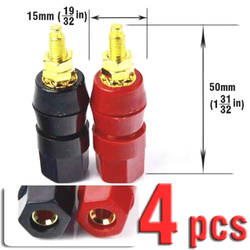 Miniatura 3 de 0.157 in Banana Binding Post Socket Panel Mount Rojo Negro, Paquete de 4