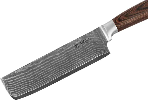 Miniatura 3 de Wakoli EDIB Cuchillo Damasco Nakiri – Cuchillo vegetal de 6.9 pulgadas con núcleo VG10, herramienta profesional de corte de cocina hecha de acero