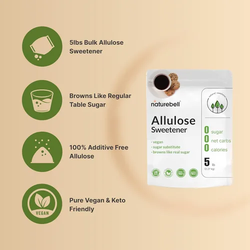 Miniatura 4 de NatureBell Edulcorante de Allulosa, 5 libras Apto para dieta Keto y vegano, sustituto del azúcar blanco 0 calorías, 0 azúcar, 0 carbohidratos