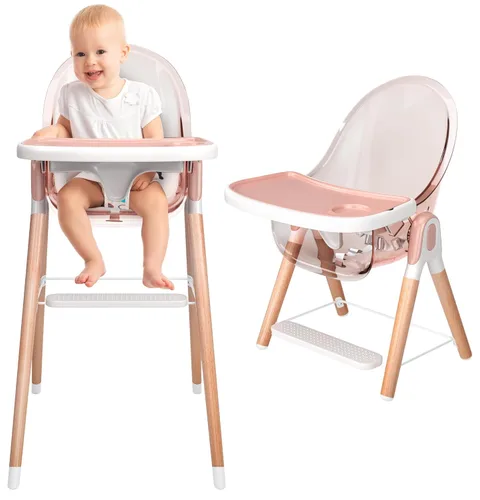 Miniatura 11 de Silla alta de madera de lujo 6 en 1 para bebés y niños pequeños, moderna, segura y compacta, fácil de limpiar y montar, bandeja extraíble, 6 Azul