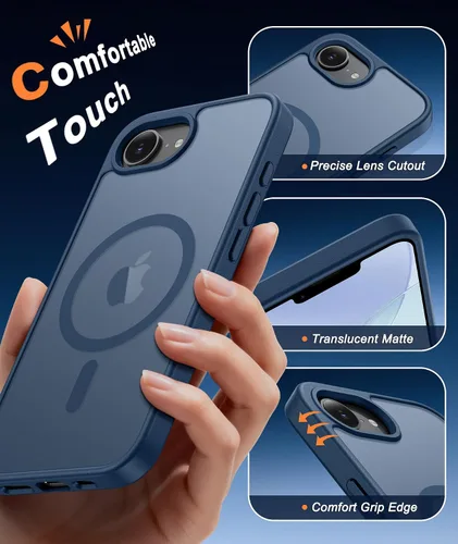 Miniatura 219 de FNTCASE Funda para iPhone 17 Pro: Fundas delgadas translúcidas de color azul claro compatibles con MagSafe, protección completa de la cámara