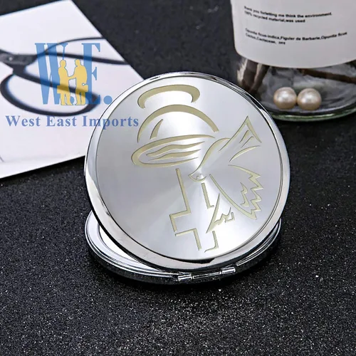 Miniatura 5 de WE 12 piezas de bautismo compacto espejo recuerdo de primera comunión/bautizo recuerdos/maquillaje de espíritu santo compacto con bolsa decorada