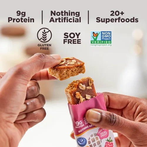 Miniatura 4 de Perfect Bar - Barra de proteínas con crujiente de frutas, frutos rojos mixtos y mantequilla de nueces, snack de proteínas, sin gluten, sin soya, sin