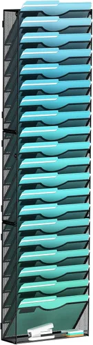 Miniatura 22 de Gawerk Organizador de archivos de pared colgante de 3 niveles, organizador de papel de correo de malla para colgar carpetas de archivos para oficina