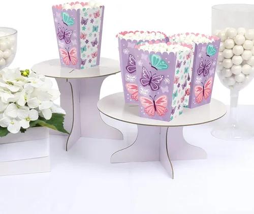 Miniatura 3 de Big Dot of Happiness Beautiful Butterfly - Cajas de palomitas de maíz con diseño floral para baby shower o cumpleaños, juego de 12
