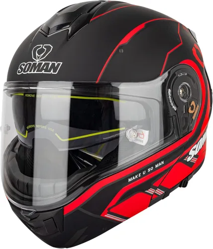 Miniatura 7 de Casco modular de motocicleta abatible de doble visera para hombre, aprobado por puntos 965