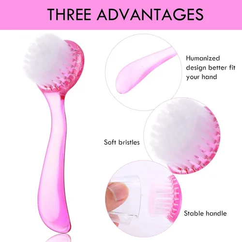 Miniatura 7 de 3 piezas de cepillo de limpieza facial con mango acrílico, exfoliante facial de cerdas suaves, cepillo limpiador exfoliante facial para el cuidado