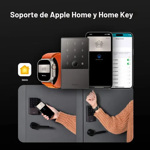 Miniatura 3 de Aqara Smart Lock U100, cerradura de puerta de entrada sin llave con llave Apple Home, teclado de pantalla táctil, cerrojo electrónico Bluetooth, Gris