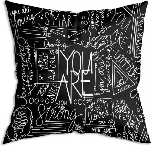 Miniatura 9 de Funda de Almohada Suave para Decoración con Citas Inspiradoras "Eres Valiente Suficiente Amado", Funda de Almohada y Cojín para Sofá, Sofá Cama