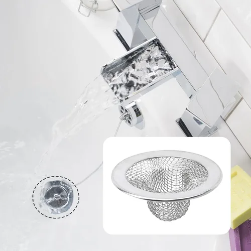 Miniatura 5 de Antrader Colador para fregadero de cocina, 2 piezas de acero inoxidable de 2 pulgadas de diámetro de malla de filtro redondo para baño, bañera