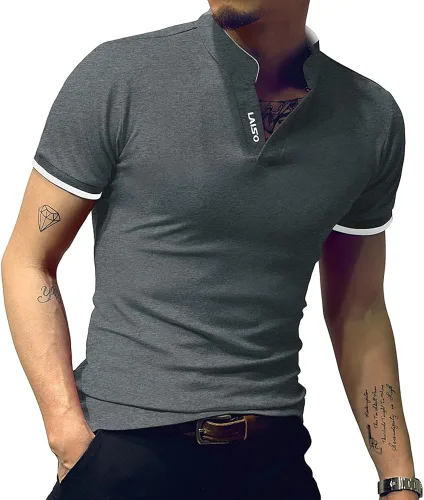 Miniatura 2 de LOGEEYAR - Polo de piqué para hombre, manga corta, ajustado, de algodón