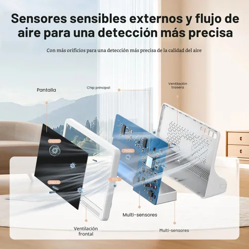 Miniatura 3 de Monitor de calidad del aire 16 en 1 con pantalla de 17,8 cm (7") 9 alertas de IAQ+7, monitor de CO2, probador de calidad del aire para CO2, TVOC