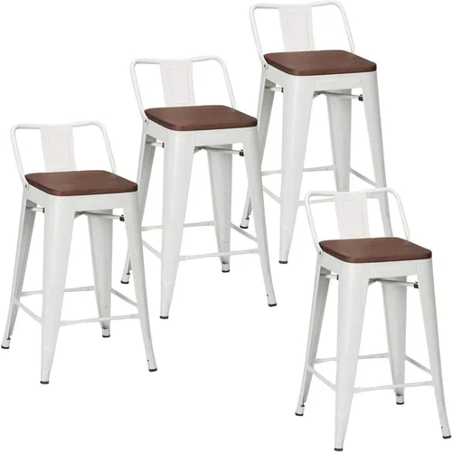 Miniatura 10 de Changjie Furniture - Juego de 4 sillas altas de metal con diseño industrial para barra de cocina o bar con respaldo bajo, Metal, Negro, 18 pulgadas