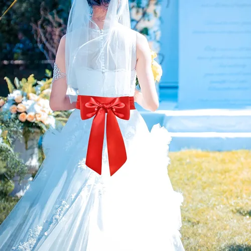 Miniatura 84 de obmwang Cinturón de satén de boda para ocasiones especiales, faja nupcial de 4 pulgadas de ancho, doble cara