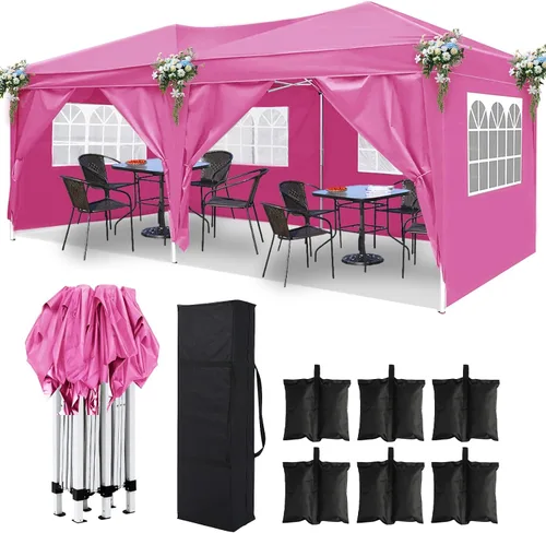 Miniatura 9 de 10x20 Azul Carpa Plegable para Exterior con 6 Paredes Laterales, Carpa para Bodas y Fiestas al Aire Libre Resistente al Agua para Fiestas UV50