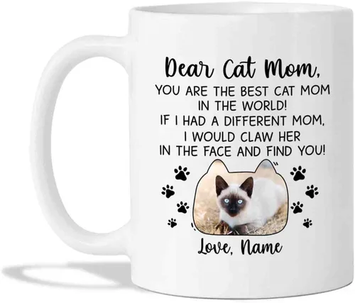 Miniatura 9 de Taza de café personalizada con foto de gato, taza de café para amantes de los gatos con nombre, con texto en inglés "It's Too Peopley Outside Cat