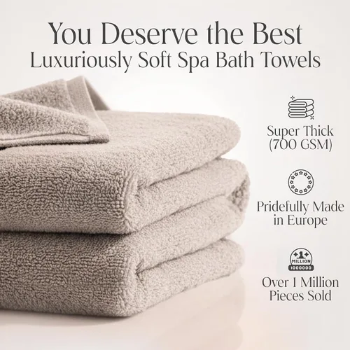 Miniatura 2 de Delilah Home Toallas de baño de algodón turco, suaves y absorbentes, 100% orgánicas, tejido grueso de 700 GSM, suaves para pieles sensibles, 6