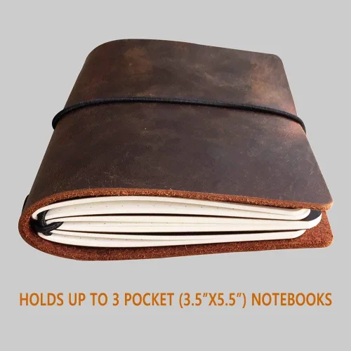 Miniatura 8 de Cuaderno de viaje de bolsillo, de cuero recargable, diario de viaje para hombres y mujeres, funda para cuaderno de notas de campo, Moleskine pequeño