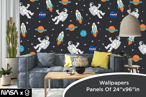 Miniatura 4 de EGD Papel tapiz de astronautas y planetas, papel tapiz de la NASA, decoración de habitación de niños, papel tapiz para diseño de interiores